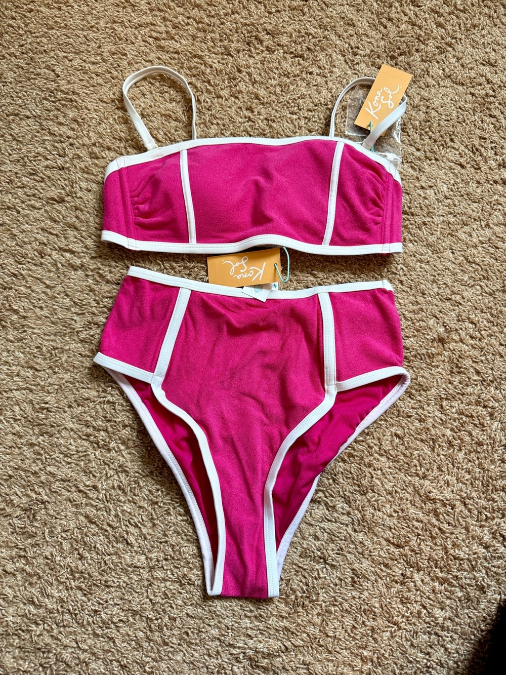 Kona Sol Two Piece Bikini Swim Terry Cloth S
